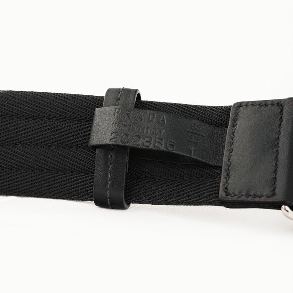 Prada Black Quilted Webbing Logo-Buckle Belt - Picture 4 of 4